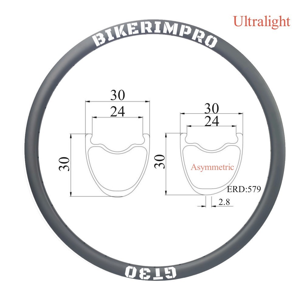 AR30S30  700C All Road Carbon Rims W30/D30 Symmetry/Asymmetric Tubeless