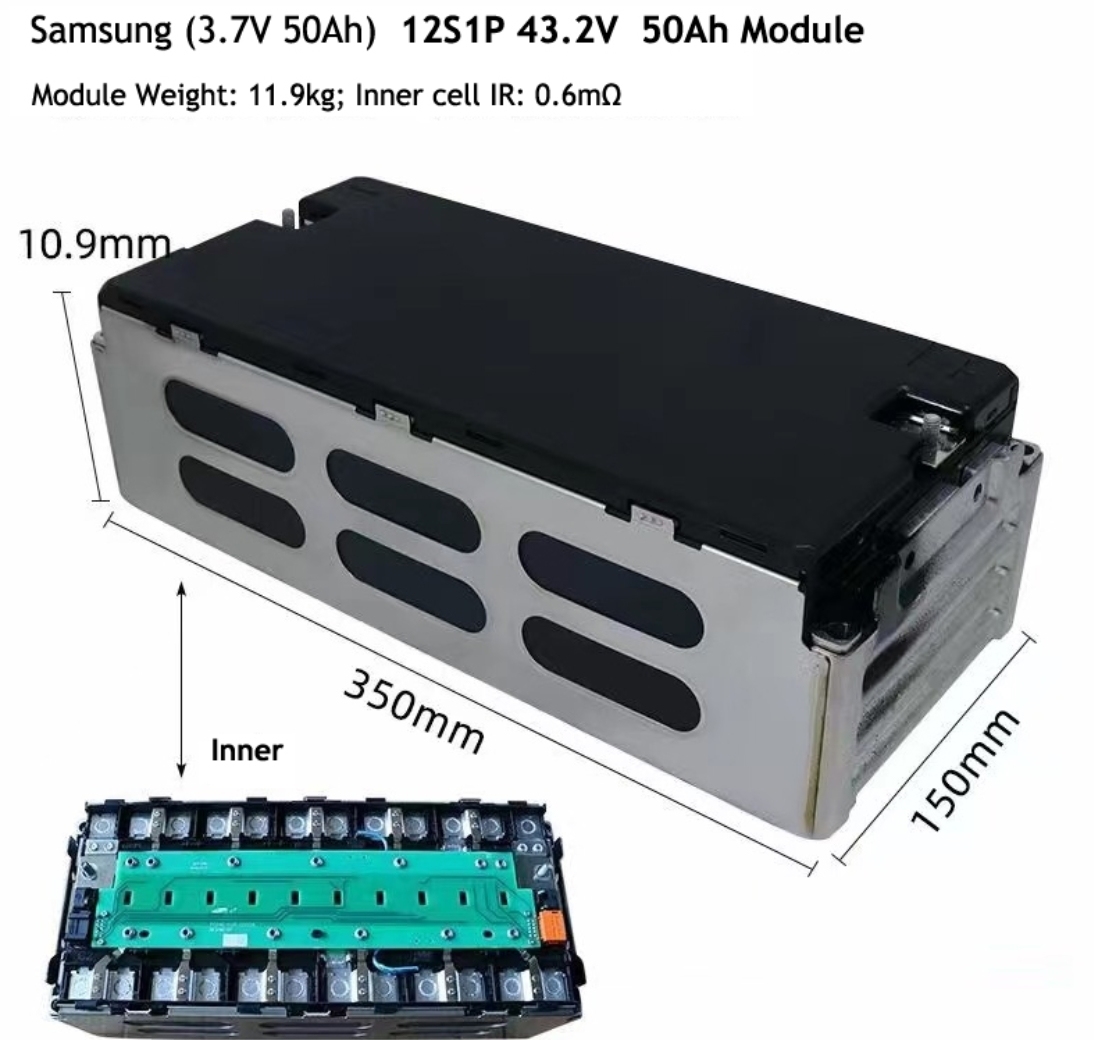 Lithium ion battery module 12S1P 43.2V 44.4V SDI 50ah 51ah 55ah rechargeable NCM batteries for electrical vehicle,Llithium Ion Battery Manufacturers from China