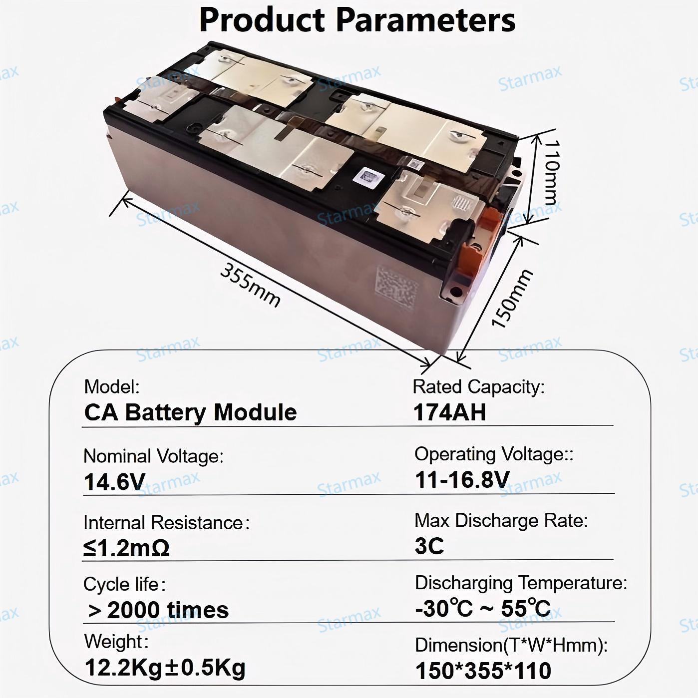 Starmax Catl 4S1P 14.8V 174Ah VDA355 EV Nmc Battery Modules 3.7V Ncm Battery Cell 24Pcs 56KWH Lithium Battery Pack,Llithium Ion Battery Manufacturers from China