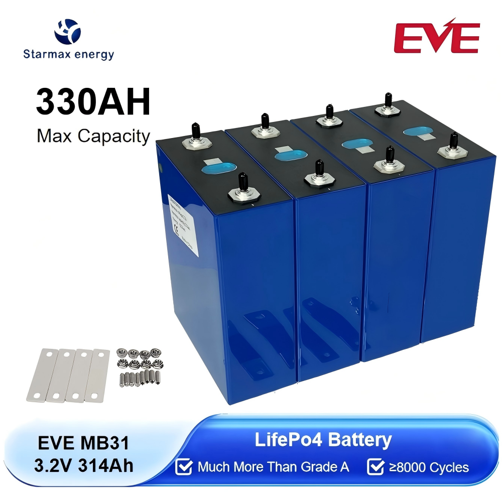 Eve MB31 3.2V 314Ah Rechargeable Prismatic Cell 8000 Cycles 306Ah 314Ah 330Ah 3.2V LiFePo4 Battery Cells Lithium Iron Phosphate Battery Lithium Ion Batteries for Home Energy Storage,Llithium Ion Battery Manufacturers from China