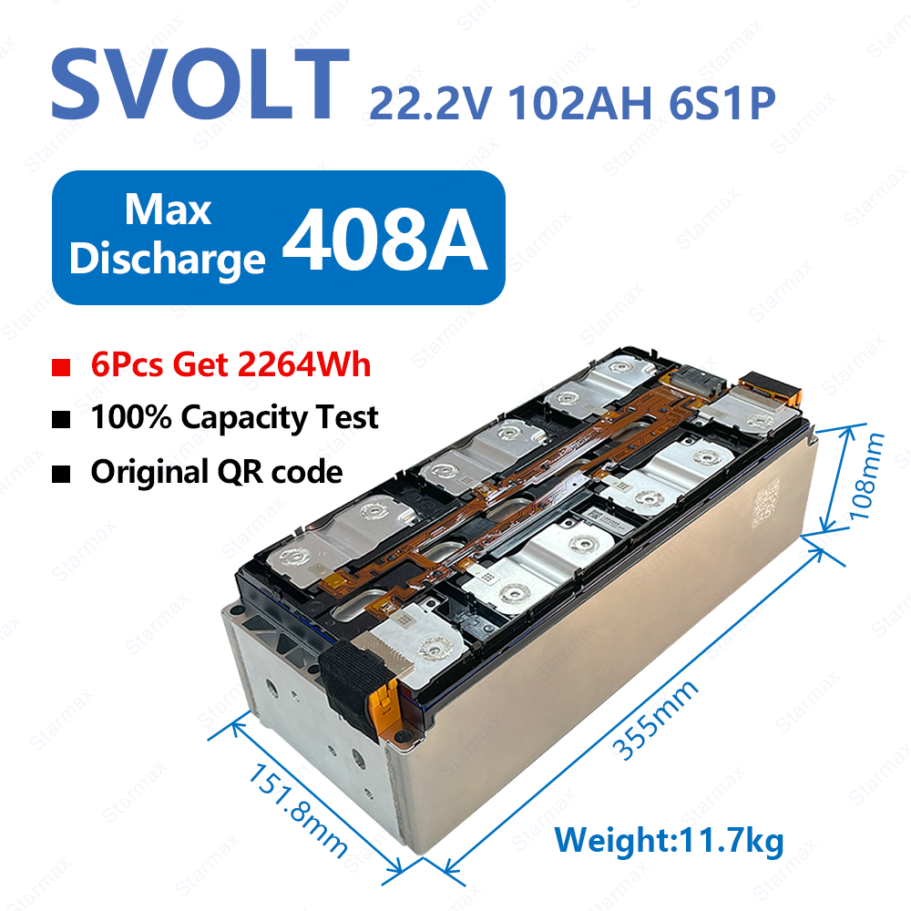 Starmax Svolt  22.2V 6S1P Nmc Battery Module 3.7V 102Ah 6Pcs Rechargeable Prismatic Cells Lithium Ion Batteries for Forklift,Llithium Ion Battery Manufacturers from China