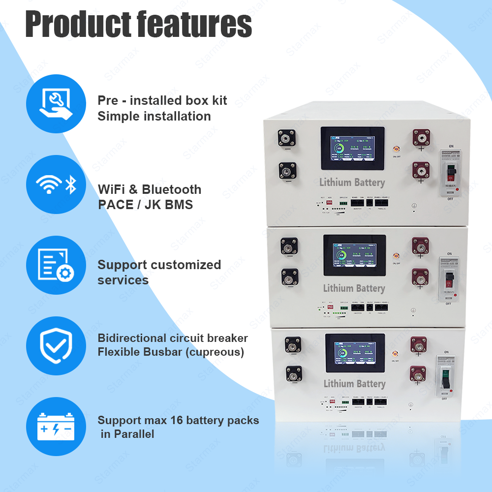 Starmax V2 Factory Direct 51.2V 48V 16S1P 314Ah 280Ah Lifepo4 Battery DIY Kits Metal Box With JK BMS,Llithium Ion Battery Manufacturers from China