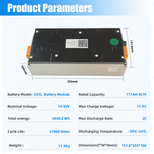 Starmax CATL 14.8V 4S1P 177Ah Nmc Battery Module 3.7V 4Pcs Rechargeable Prismatic Cells Lithium Ion Batteries,Llithium Ion Battery Manufacturers from China