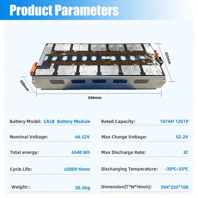 Starmax CALB 44.52V 12S1P 147Ah Nmc Battery Module 3.7V 12Pcs Rechargeable Prismatic Cells Lithium Ion Batteries,Llithium Ion Battery Manufacturers from China