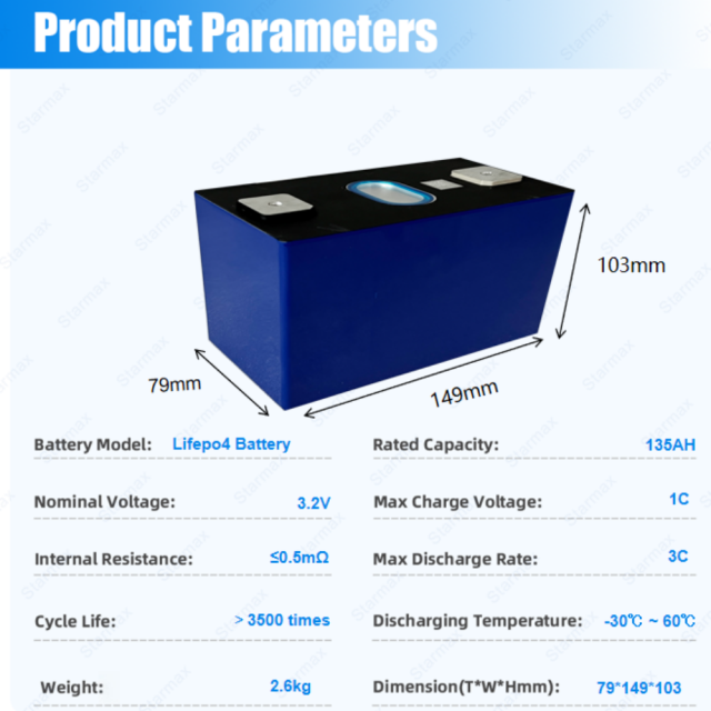 Starmax REPT 3.2V 135Ah CB79148102EA-135Ah Lifepo4 Prismatic Cell,Llithium Ion Battery Manufacturers from China