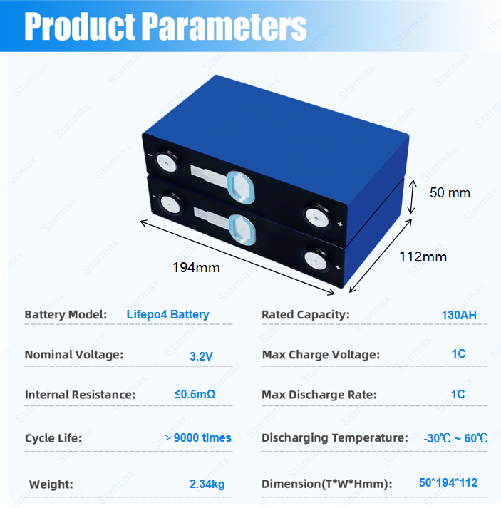 Starmax CALB 130Ah  L194F130B Lithium  Ion Battery 3.2V Lifepo4 Prismatic Cell,Llithium Ion Battery Manufacturers from China