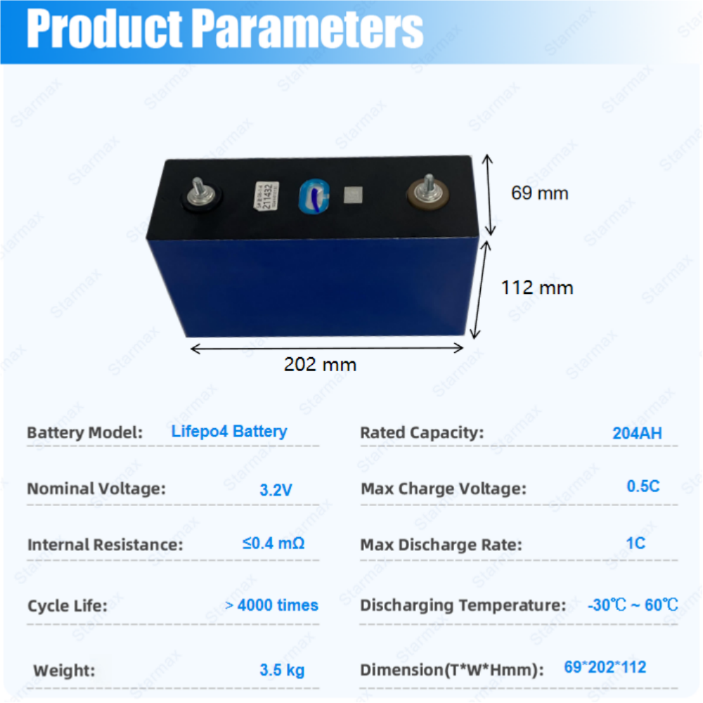 Starmax CATL 204Ah  Lithium  Ion Battery 3.2V Lifepo4 Prismatic Cell,Llithium Ion Battery Manufacturers from China