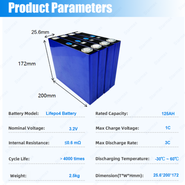 Starmax EVE 125Ah LF125 Lithium  Ion Battery 3.2V Lifepo4 Prismatic Cell,Llithium Ion Battery Manufacturers from China