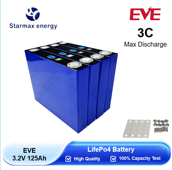Starmax EVE 125Ah LF125 Lithium  Ion Battery 3.2V Lifepo4 Prismatic Cell,Llithium Ion Battery Manufacturers from China