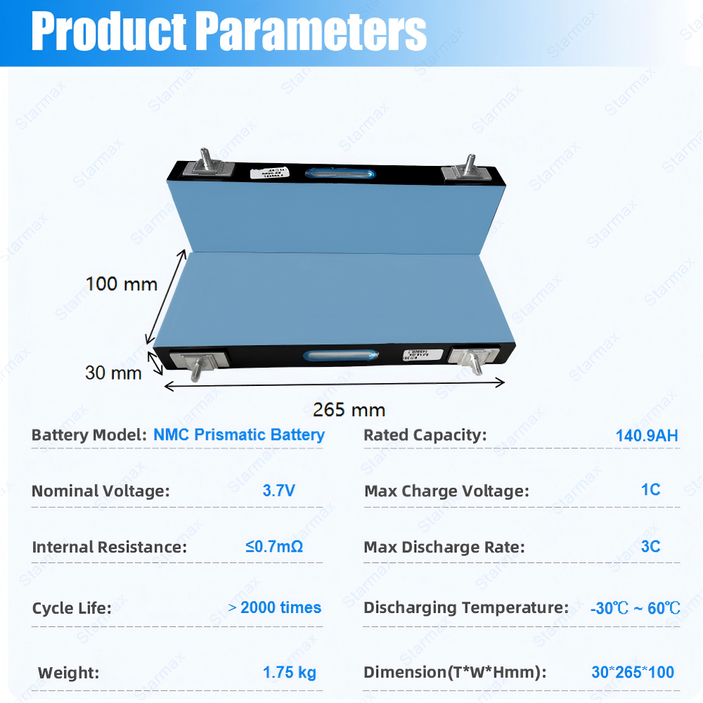 Starmax CATL 3.7V 140.9Ah NMC Prismatic  Battery,Llithium Ion Battery Manufacturers from China