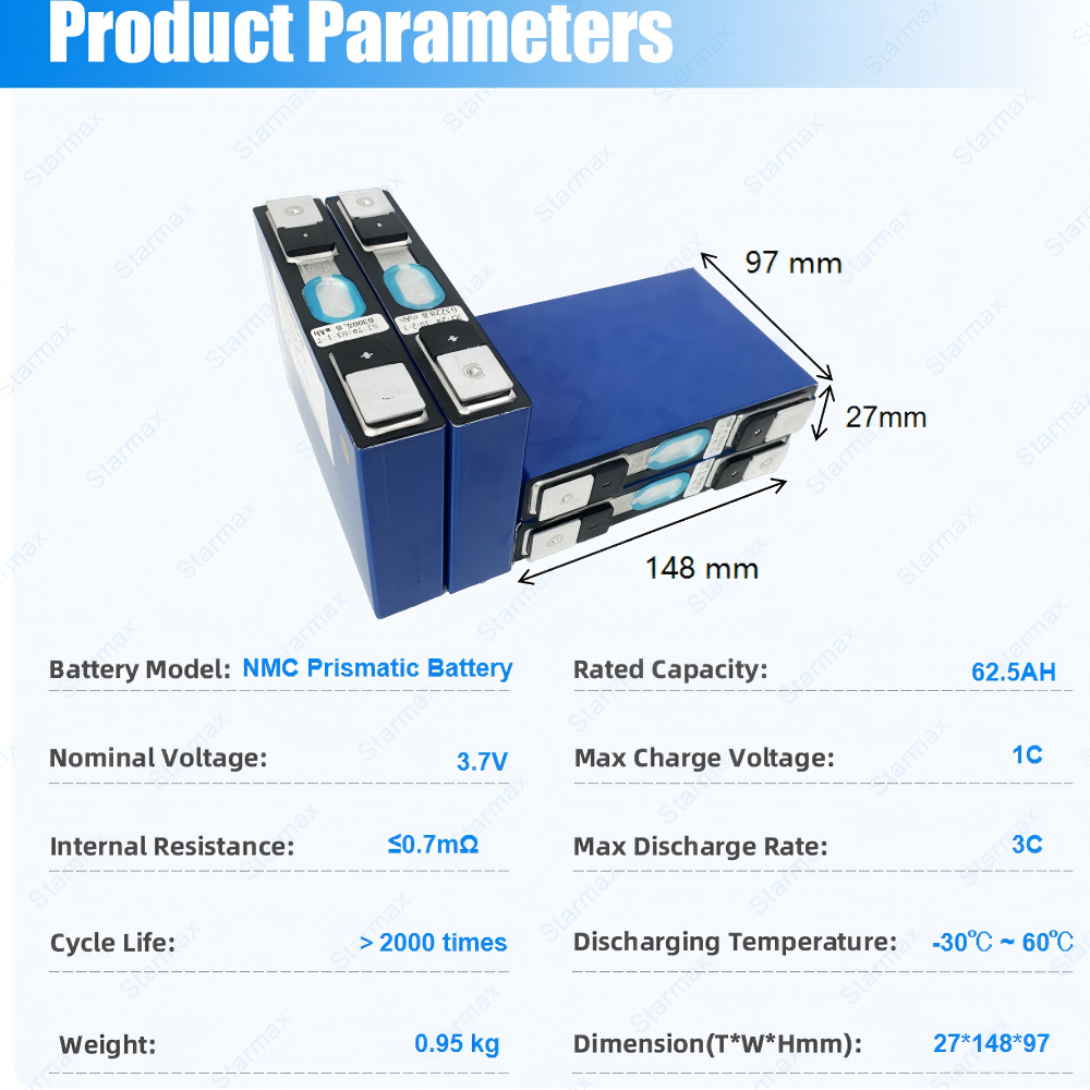Starmax CATL 3.7V 62.5Ah NMC Prismatic  Battery,Llithium Ion Battery Manufacturers from China