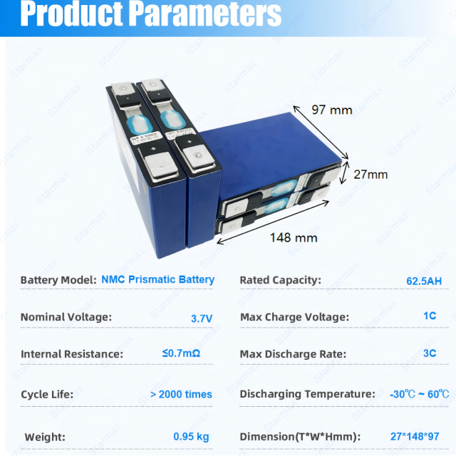 Starmax CATL 3.7V 62.5Ah NMC Prismatic  Battery,Llithium Ion Battery Manufacturers from China
