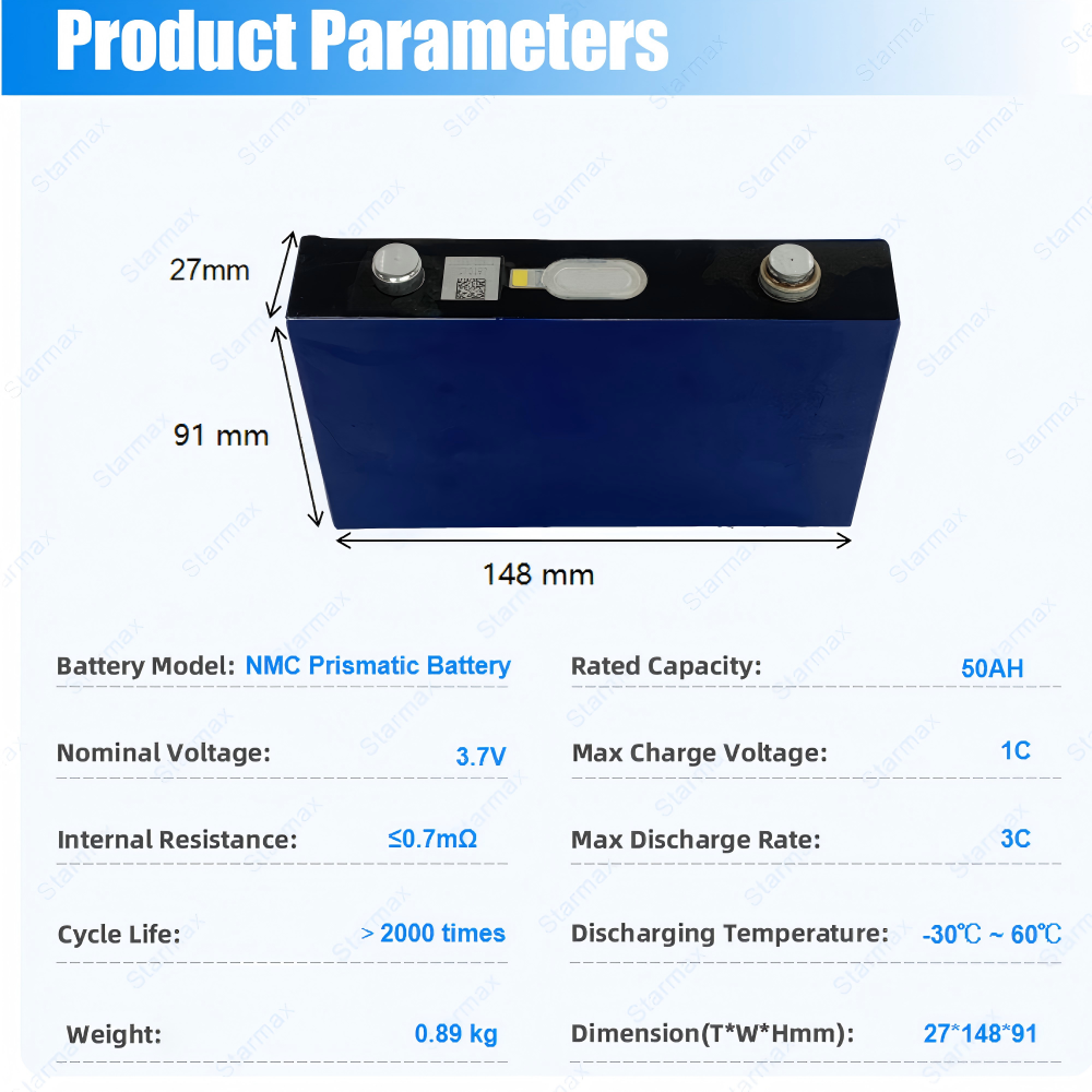 Starmax BYD 3.7V 50Ah NMC Prismatic  Battery,Llithium Ion Battery Manufacturers from China