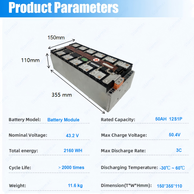 Starmax GOTION 43.2V 12S1P 50Ah Nmc Battery Module 3.7V 12Pcs Rechargeable Prismatic Cells Lithium Ion Batteries,Llithium Ion Battery Manufacturers from China
