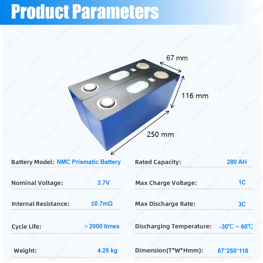 Starmax CATL 3.7V 280Ah NMC Prismatic  Battery,Llithium Ion Battery Manufacturers from China