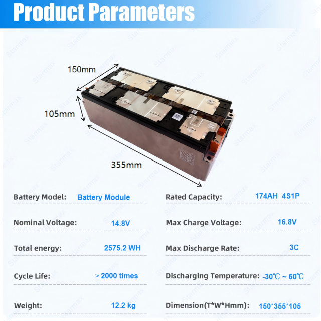 Starmax CATL 14.8V 4S1P 174Ah Nmc Battery Module 3.7V 4Pcs Rechargeable Prismatic Cells Lithium Ion Batteries,Llithium Ion Battery Manufacturers from China