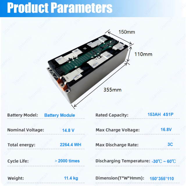 Starmax CATL 14.8V 4S1P 153Ah Nmc Battery Module 3.7V 4Pcs Rechargeable Prismatic Cells Lithium Ion Batteries,Llithium Ion Battery Manufacturers from China