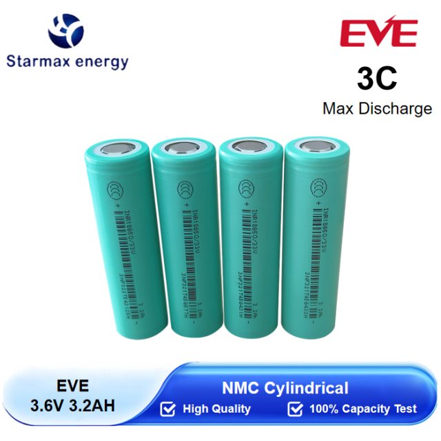 Starmax EVE 3.6V 3.2Ah ICR18650/33V NMC Cylindrical Battery,Llithium Ion Battery Manufacturers from China