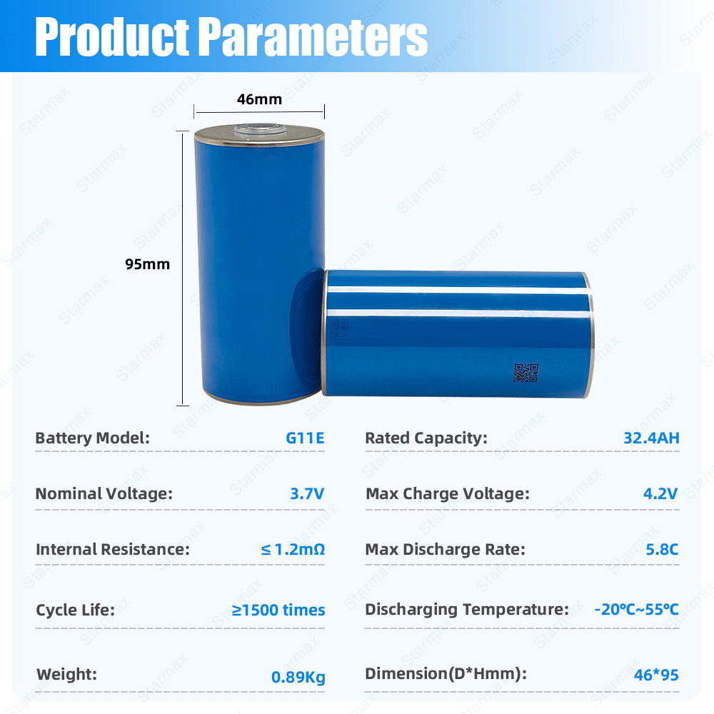 Starmax EVE 3.7V 32.4Ah G11E NMC Cylindrical Battery,Llithium Ion Battery Manufacturers from China