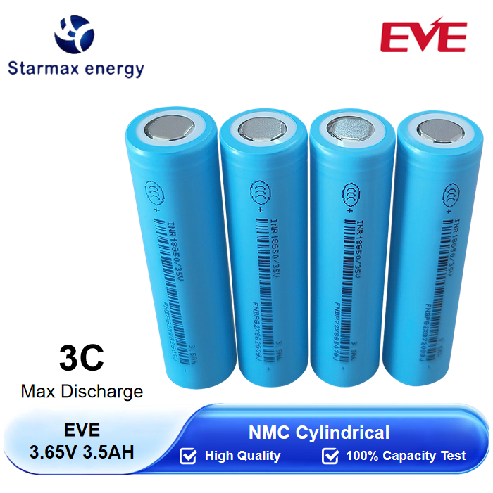 Starmax EVE 3.65V 3.5Ah ICR18650/35V NMC Cylindrical Battery,Llithium Ion Battery Manufacturers from China