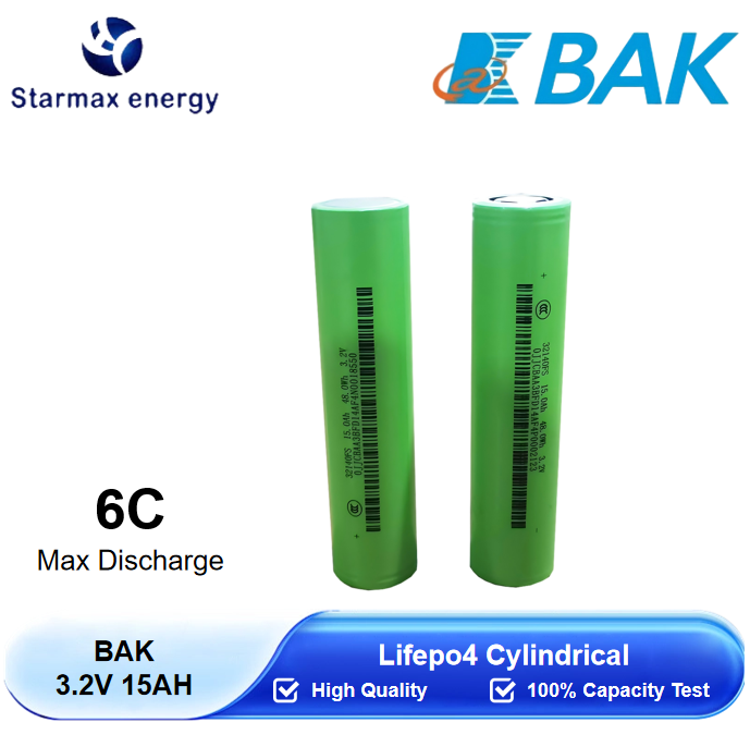 Starmax BAK 3.2V 15Ah 32140FS Lifepo4 Cylindrical Battery,Llithium Ion Battery Manufacturers from China