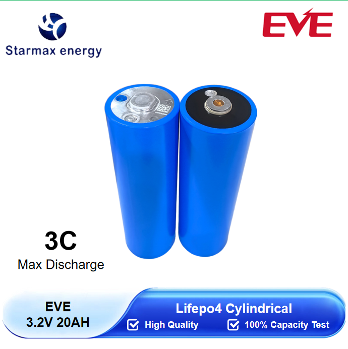 Starmax EVE 3.2V 20Ah C40 Lifepo4 Cylindrical Battery,Llithium Ion Battery Manufacturers from China