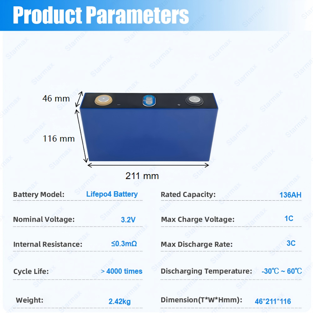 Starmax CATL 136Ah 3C MAX Discharge Rate Lithium  Ion Battery 3.2V Lifepo4 Prismatic Cell,Llithium Ion Battery Manufacturers from China