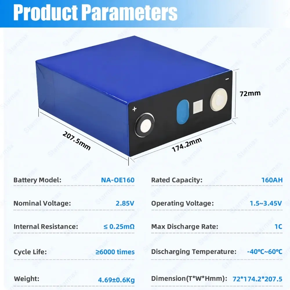 Starmax Factory Direct HiNa 2.85V 160Ah Sodium Ion Battery Cell,Llithium Ion Battery Manufacturers from China