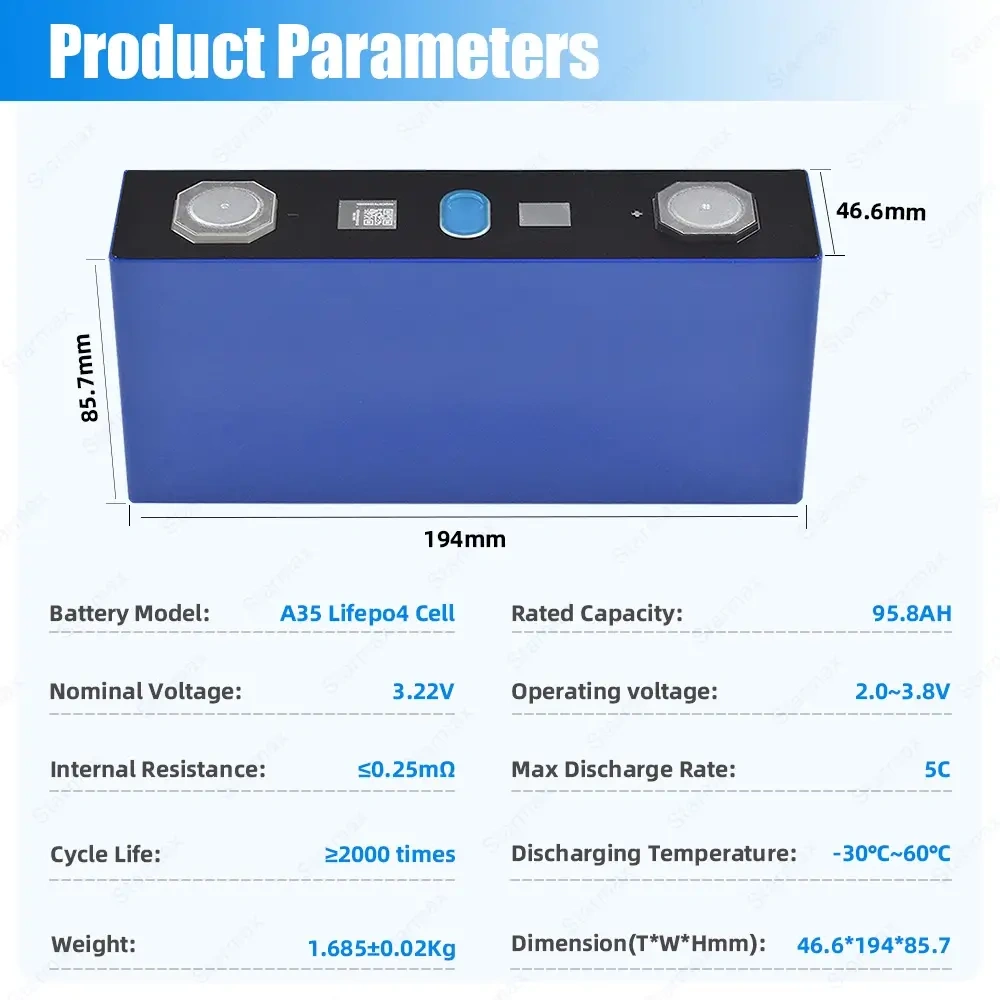 Starmax EVE 3.2V 95.8Ah 14C MAX Discharge Rate Lifepo4 Prismatic Battery Cell,Llithium Ion Battery Manufacturers from China