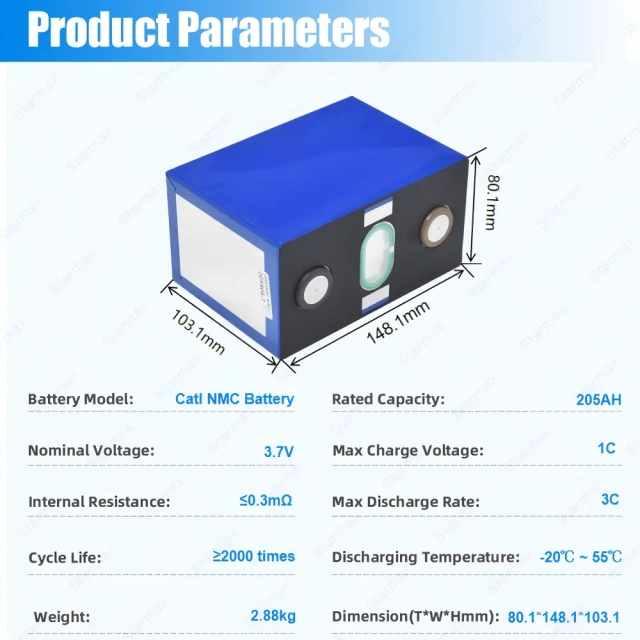 Starmax Factory Direct CATL 3.7V 205Ah NMC Prismatic Battery for Household Energy Storage,Llithium Ion Battery Manufacturers from China