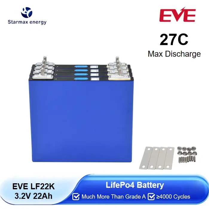 Starmax Factory Direct EVE 22Ah LF22K Lithium Ion Battery 3.2V Lifepo4 Prismatic Cell for Household Energy Storage,Llithium Ion Battery Manufacturers from China
