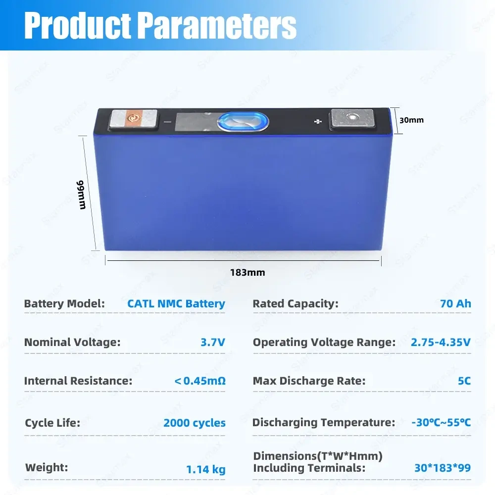 Starmax Factory Direct CATL 3.7V 70AH NMC battery for Recreational Vehicle,Llithium Ion Battery Manufacturers from China