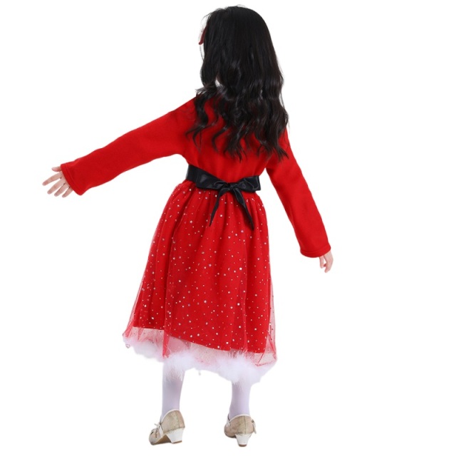 Christmas Dress Holiday Red Princess Dress Girl Birthday Dress main image 1