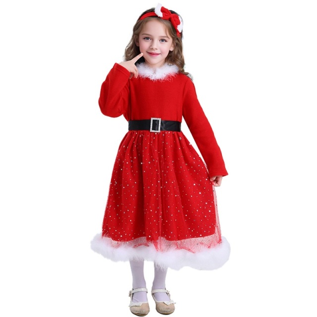 Sweet Girl Red Christmas Dress