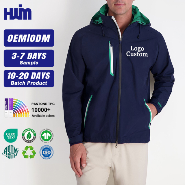 OEM Contrast Lining Rain Jacket | Waterproof Hooded Outdoor Shell