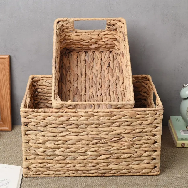 Eco-friendly Recycled Degradable Square Water Hyacinth Handmade Storage