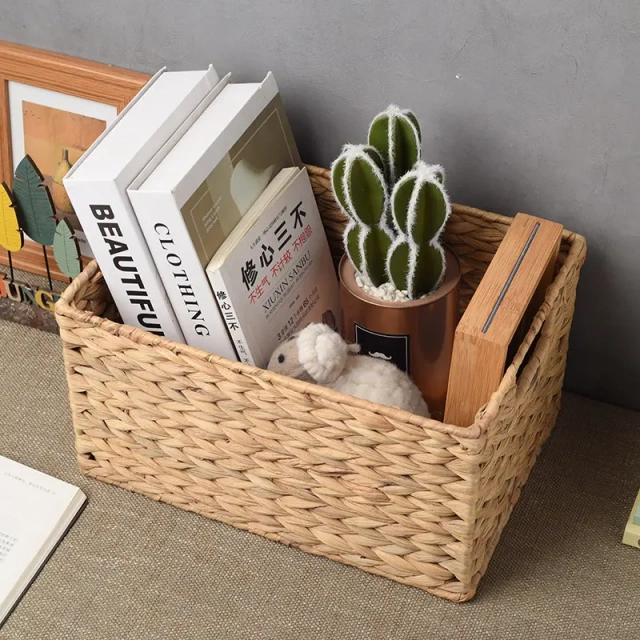 Eco-friendly Recycled Degradable Square Water Hyacinth Handmade Storage