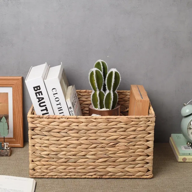 Eco-friendly Recycled Degradable Square Water Hyacinth Handmade Storage