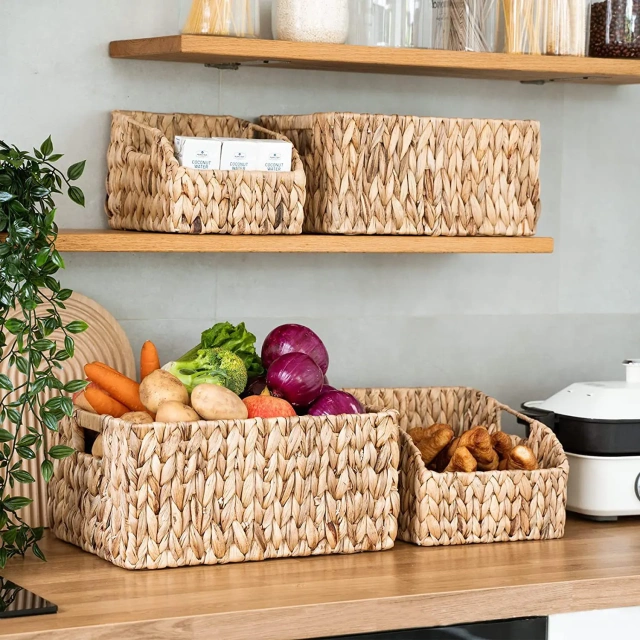 Eco-friendly Recycled Degradable Square Water Hyacinth Handmade Storage