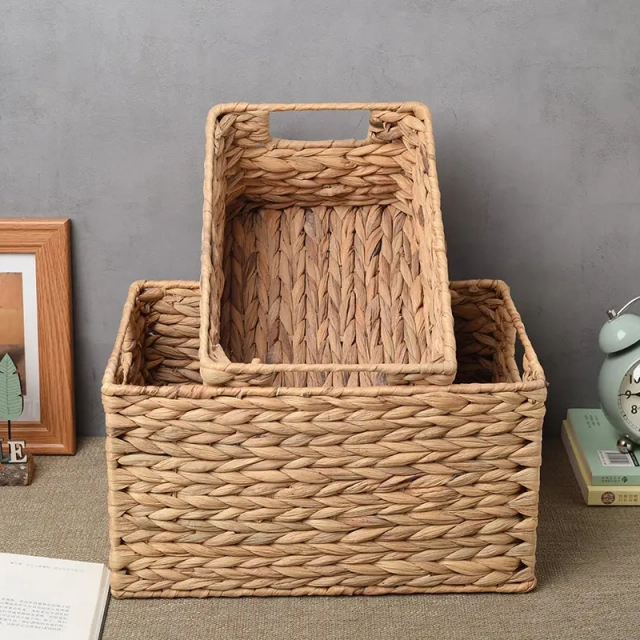 Eco-friendly Recycled Degradable Square Water Hyacinth Handmade Storage