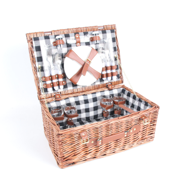 Wicker picnic baskets  with tableware