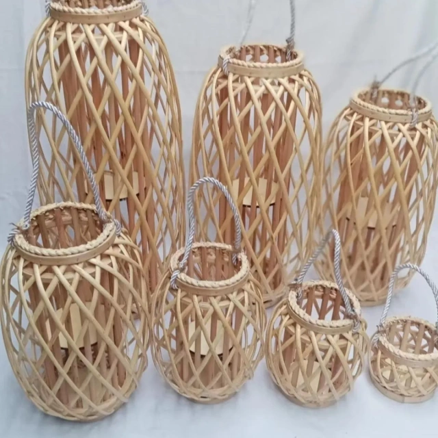 Natural Rattan Outdoor Lantern | Handmade Bamboo Candle Holder