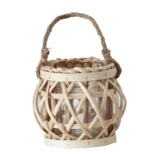 Natural Rattan Outdoor Lantern | Handmade Bamboo Candle Holder