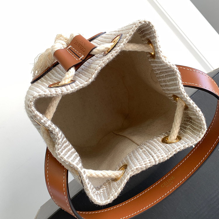 CELINE TEEN striped drawstring bag