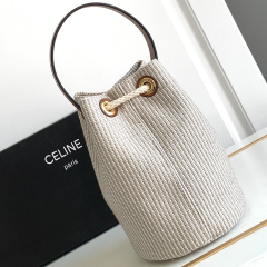 CELINE TEEN striped drawstring bag