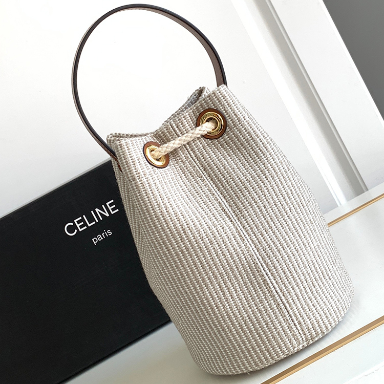CELINE TEEN striped drawstring bag