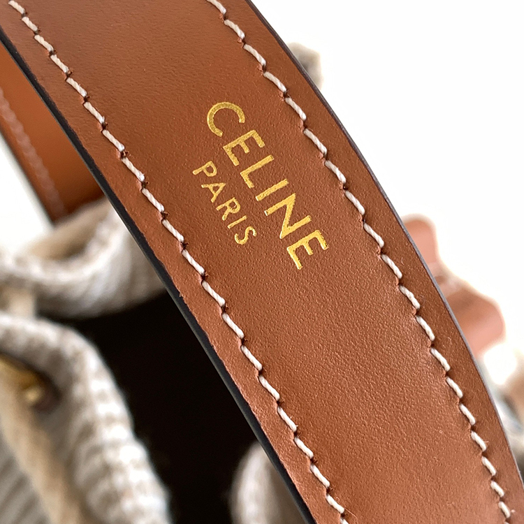 CELINE TEEN striped drawstring bag