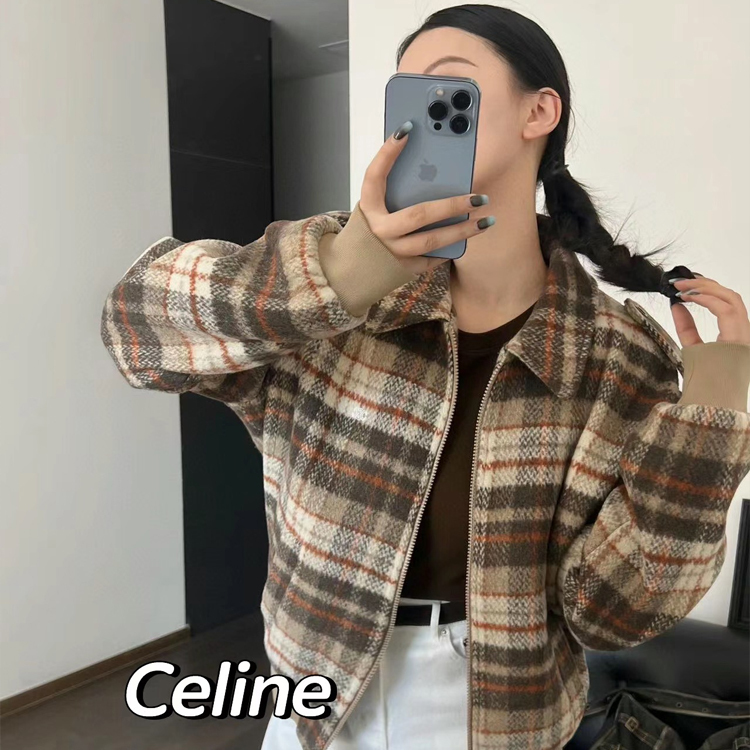 CELINE Wool plaid jacket