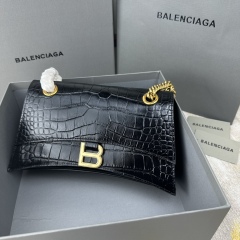 BALENCIAGA LECRUSH Small Crocodile Embossed Chain Bag