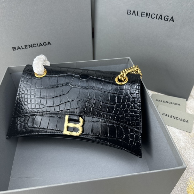 BALENCIAGA LECRUSH Small Crocodile Embossed Chain Bag